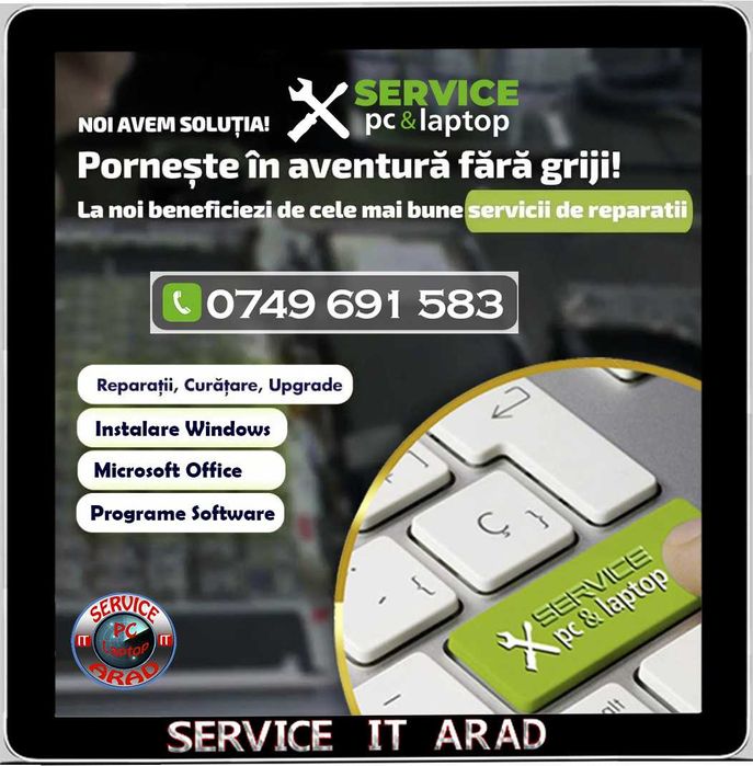 Service de Reparatii PC Laptop la domiciliu Arad / Instalari Windows 11/ 10, Office / Curatare praf laptop si PC/ Console PlayStation PS4/PS5/Xbox
