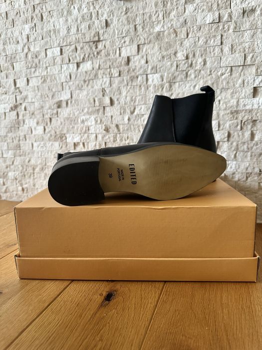 Дамски черни боти EDITED, естествена кожа, 39 номер – нови