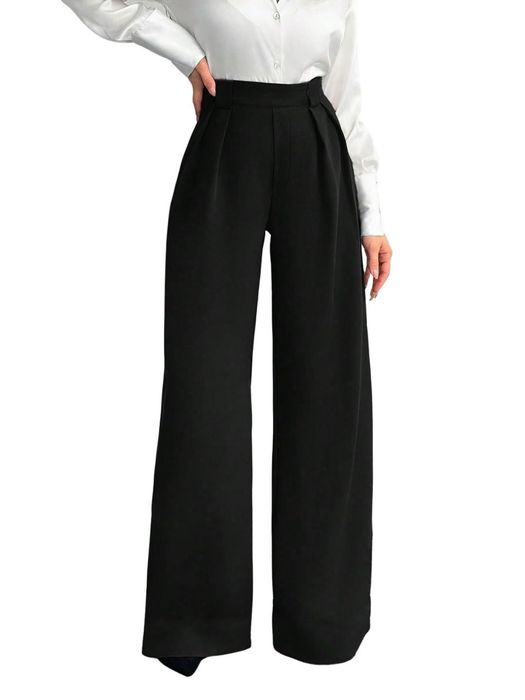 Pantaloni Palazzo Damă Eleganți Talie Înaltă Negri M