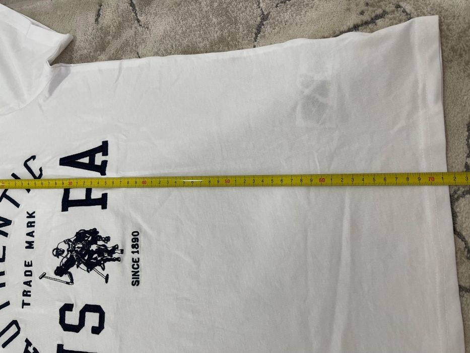 Tricou U S Polo Assn alb logo brodat marimea M