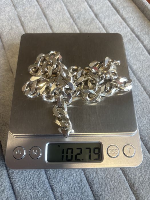 Сребърен ланец Панцер 925 и кръст 55см 120гр