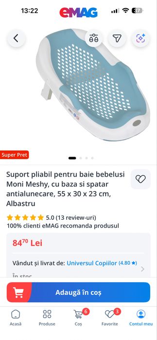 Suport pliabil pentru baie bebelusi
