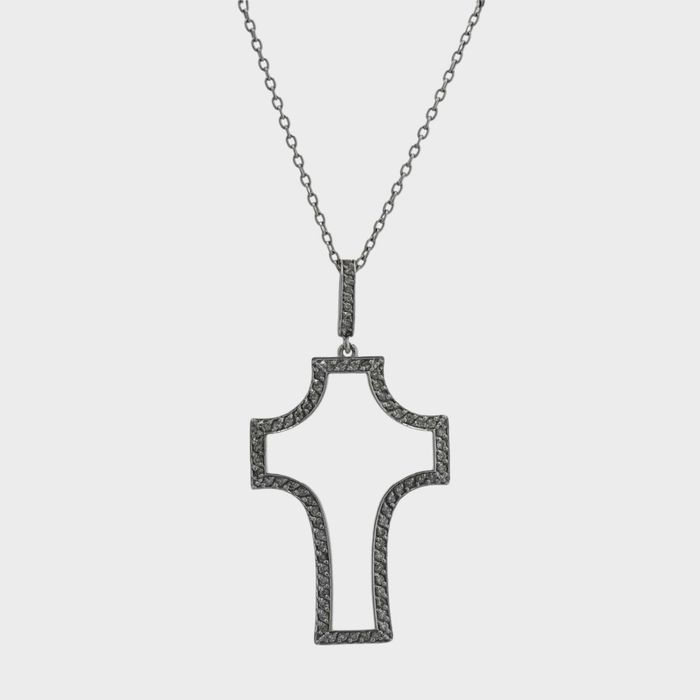 Cruce cu diamante, aur alb cod 1041