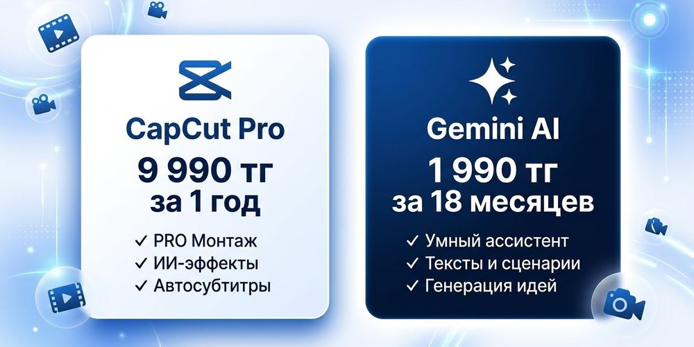 Подписки CapCut и Gemini AI Pro