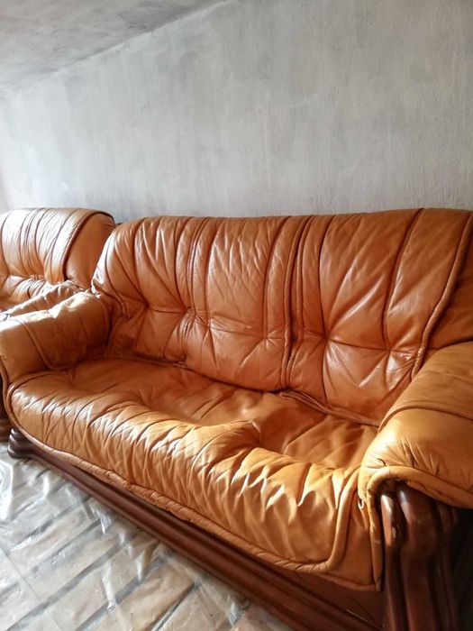 Кожена гарнитура мека мебел