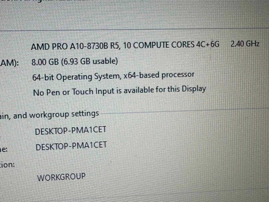 HP EliteBook 745 G4, AMD Pro A10, 8gb Ram, 128gb SSD