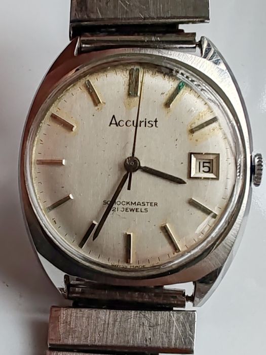 Ceas Accurist Calendar Manual 21 rubine, - Oțel 34 mm