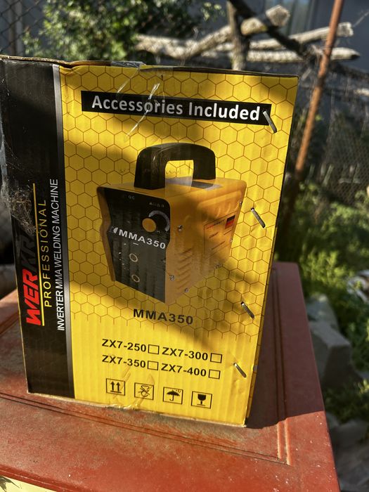 Нов Инверторен Заваръчен Апарат Werkraft MMA-350 + Соларна Маска Kraft Royal