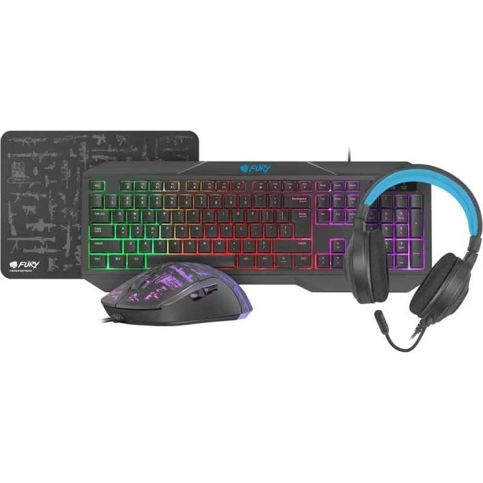 Gaming Combo Set 4 in 1 Fury Thunderstreak 3.0 (tastatura, casti, mouse, mousepad)