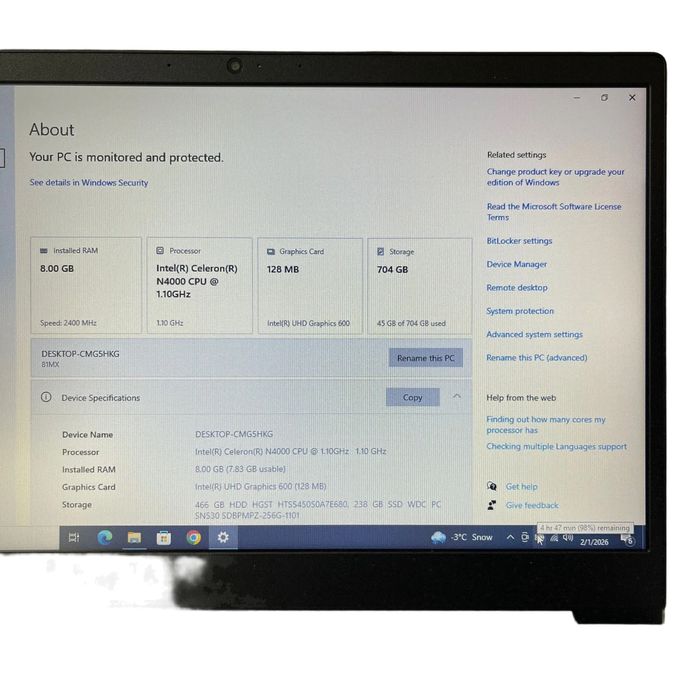 Laptop Lenovo Ideapad S145-15IGM 8GB RAM, 256GB SSD, 500GB HDD