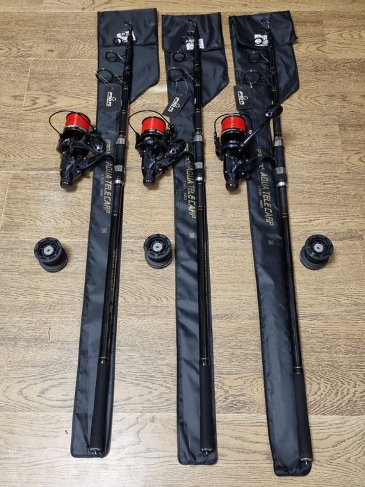 SET 3 Lansete PRO FL AQUA TELECARP 3.9m  + 3 Mulinete AVIATOR DP7000