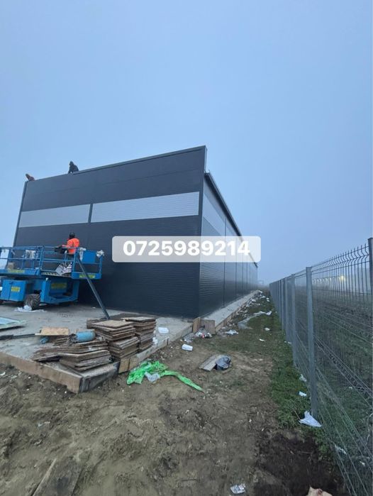 Hala metalica 600mp structura metalica cu panouri sandwich de 100mm