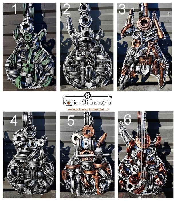 Scultpura Chitara ,obiect decorativ STIL INDUSTRIAL ,steampunk