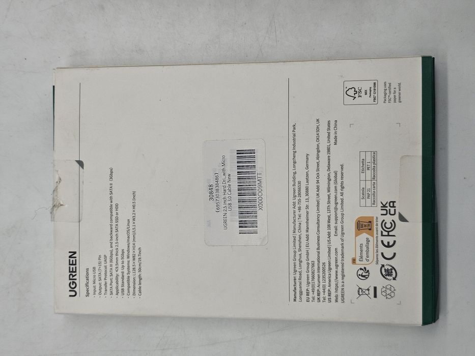 Hard disk extern SUHSAI 200 gb , Carcasă externă HDD/SSD Ugreen 2.5" SATA III