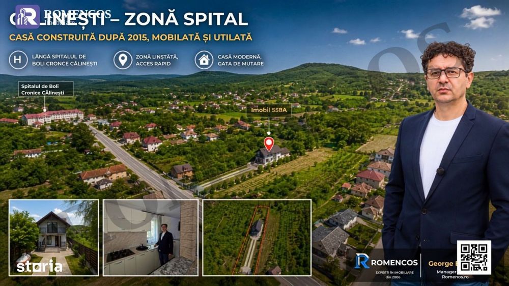 Casa P+M langa Spitalul Calinesti, libera, mobilata si utilata