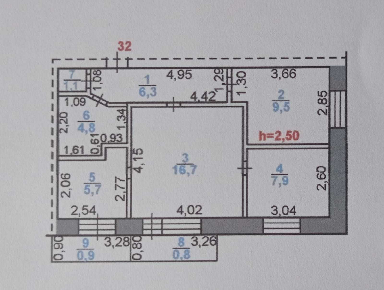 3х комнатную квартиру 8/9 этаж, 16 мкр.: 17 000 000 тг. - Продажа квартир  Рудный на Olx