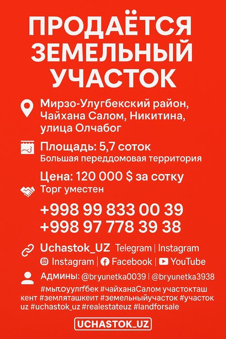 Никитина, Чайхана Салом, продаётся земельный участок