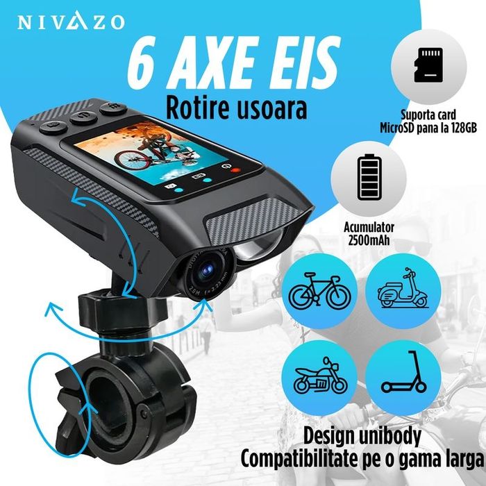 Camera video+card 128gb auto moto ciclo 4k 60fps baterie 2500mAh