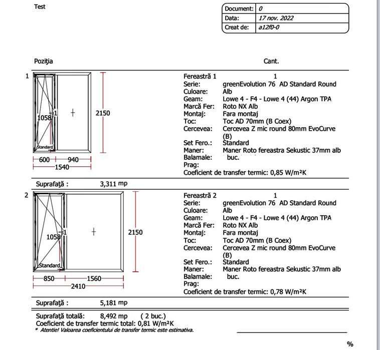 2 Ferestre/usi balcon termopan noi