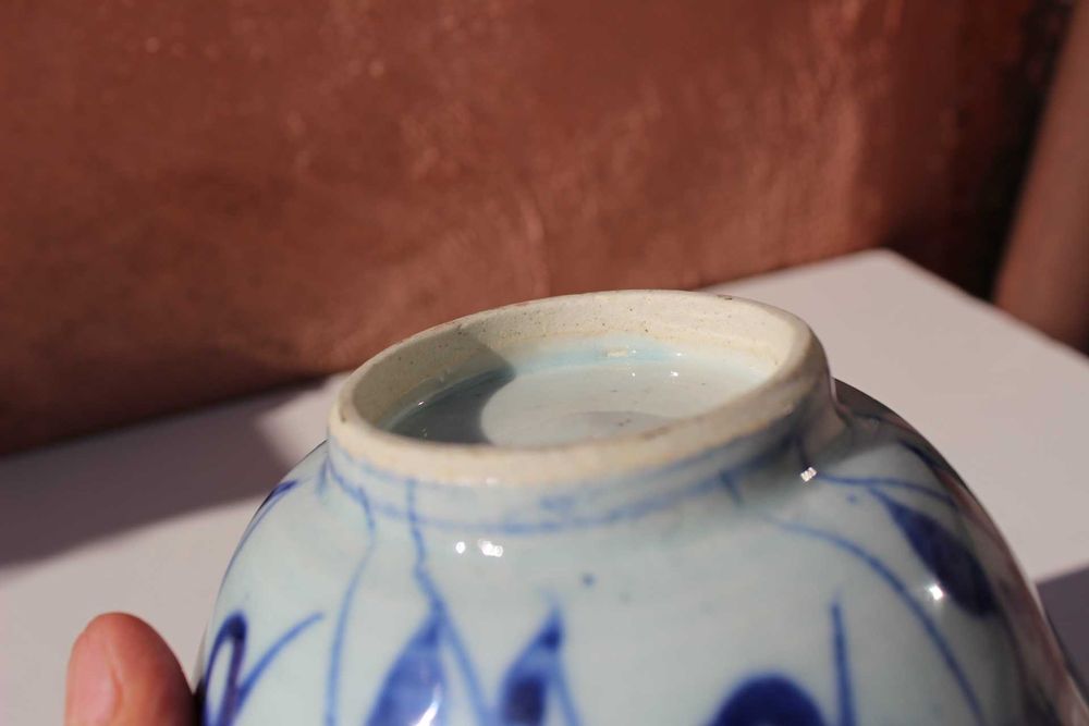 Bol portelan China, secol 19, Kitchen Qiing, albastru Cobalt