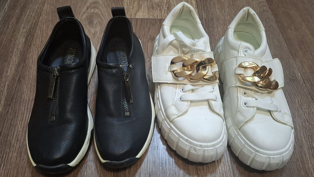 Белые кроссовки на липучке 36р