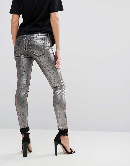 REPLAY Joi Metallic Silver Jeans Skinny Slim fit Дамски дънки W30 L32