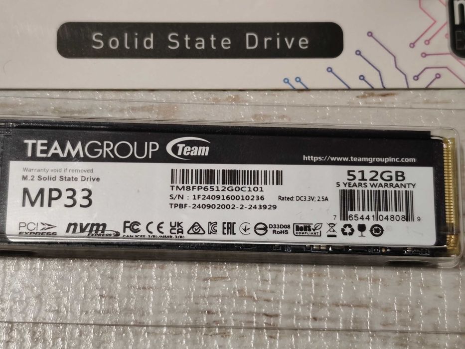 Продавам SSD 256GB и 512GB Team Group MP33, NVMe, M.2