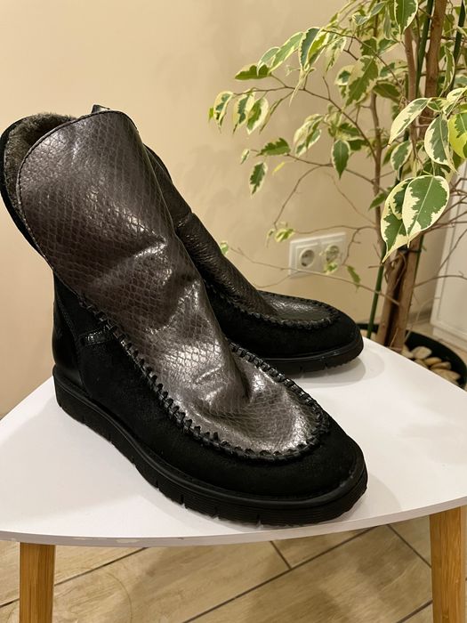 НОВИ Маркови Дамски Кожени ботуши BUNKER - много топли за зима и сняг