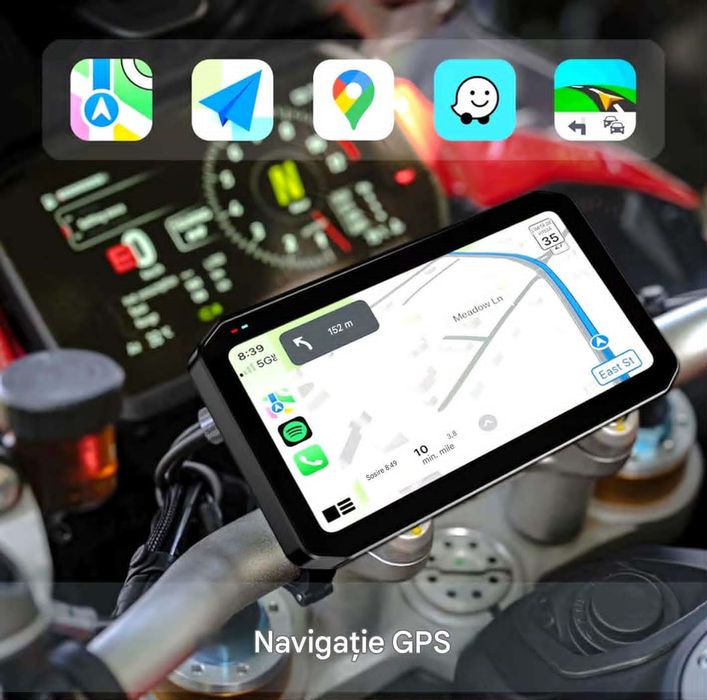 Navigatie MOTO CerCip MT9, Carplay/Android Auto, Octa-Core, GPS, IP67, Camere 2K, Senzori presiune roti, BSD, 6'25 inch