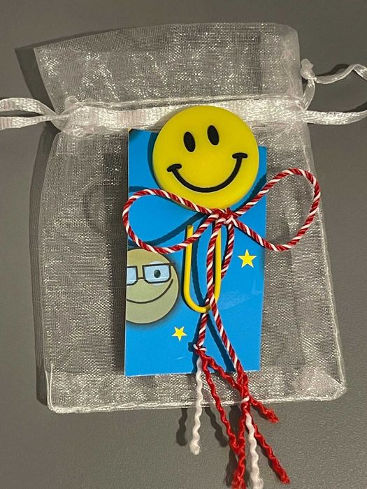 Set 6 Mărțișoare Semn de Carte Agrafă cu Smiley–Ambalate Individual