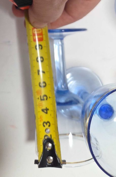 set 6 pahare albastre cu picior 10cm