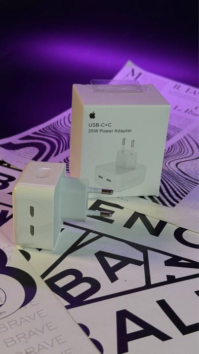 Комплект зарядка для iphone 35W с 2 портами проводами Оригинал