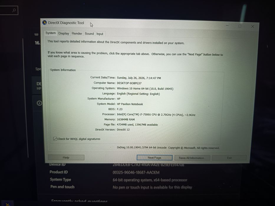 HP Pavilion 15" i7 2,7 Ghz 1,2 Tb Nvidia GeForce  940mx 4Gb