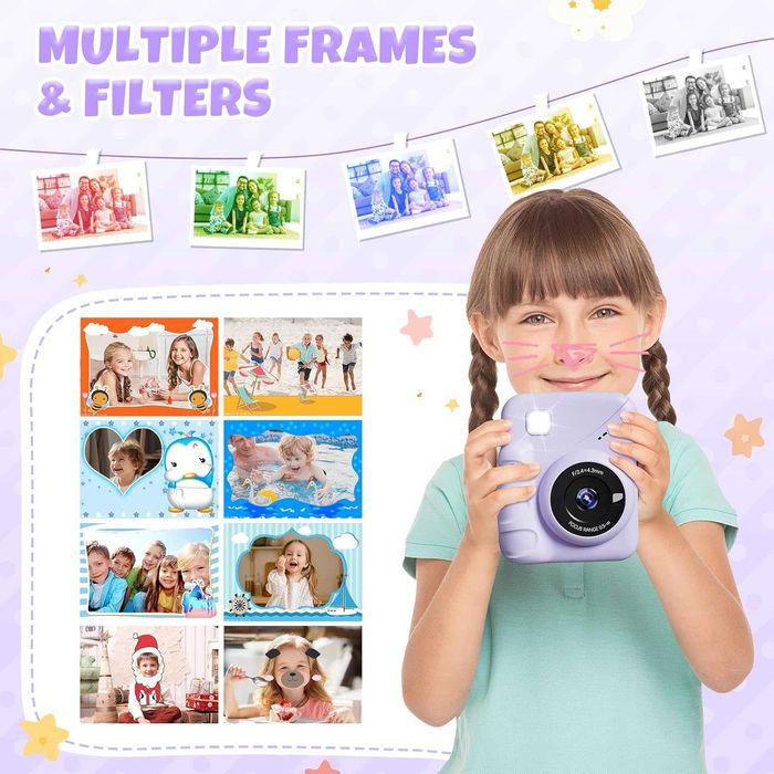 Cameră pentru copii imprimare instantanee + 32GB micro sd