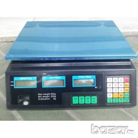 кантар до 40 кг с метална платформа,електронна везна нова
