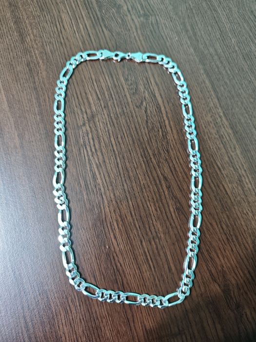 Масивен мъжки сребърен комплект синджир и гривна 925 проба,126грама