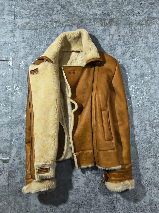 Shearling leather aviator jacket