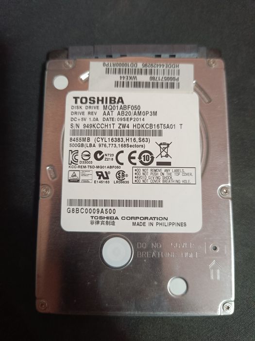 500GB TOSHIBA HDD hard disk laptop 2.5 inch 5400 RPM - DOAR 850 ORE