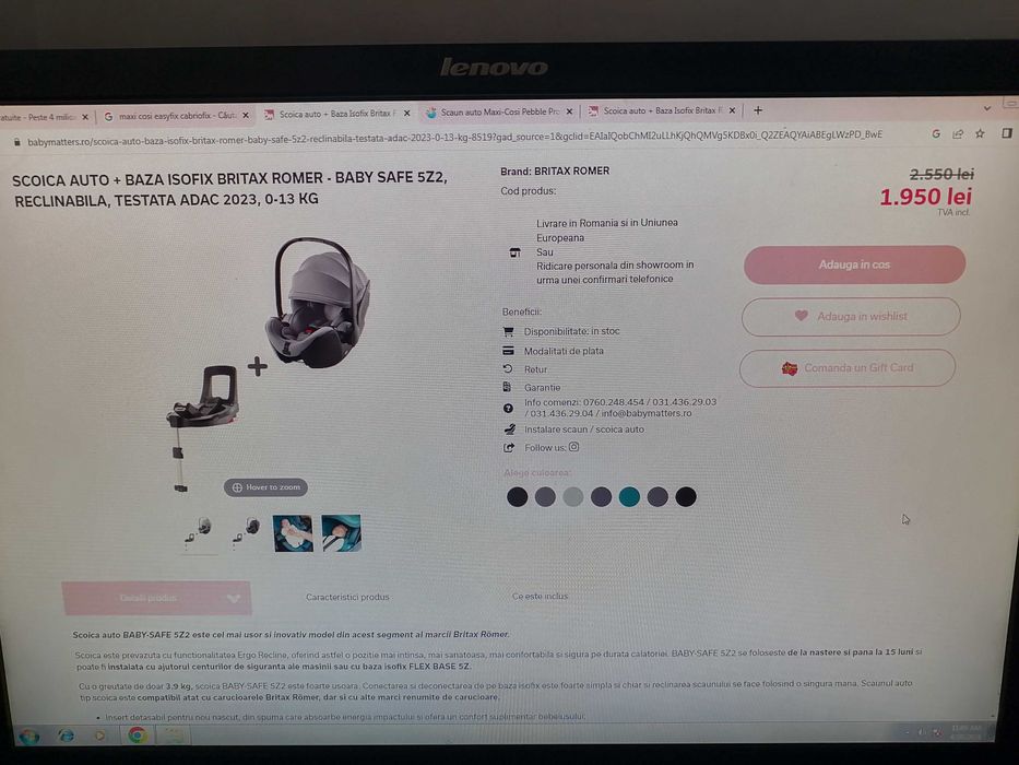 Scoica Maxi Cosi EasyFix cabrioFix 0-13KG Isofix Class E import ITALIA