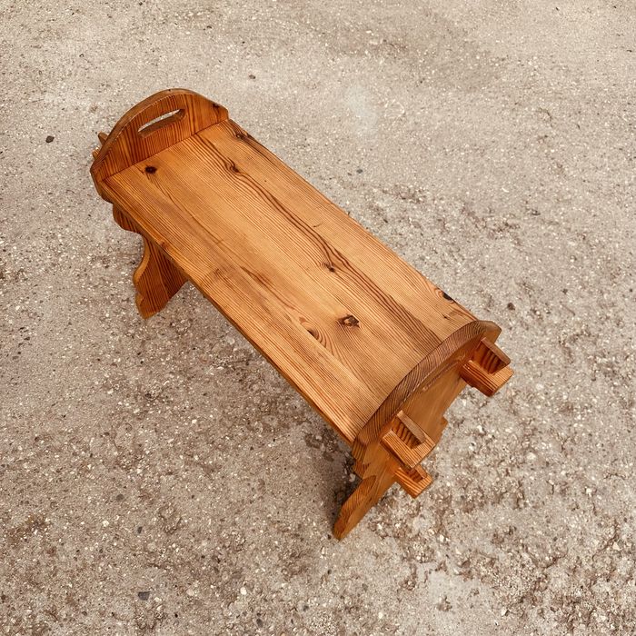 Рустик масивна дървена пейка – алпийски стил, 75 см