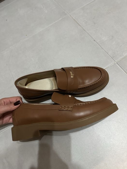 Michael Kors - Чисто нови кожени мокасини с лого, Карамел, 8