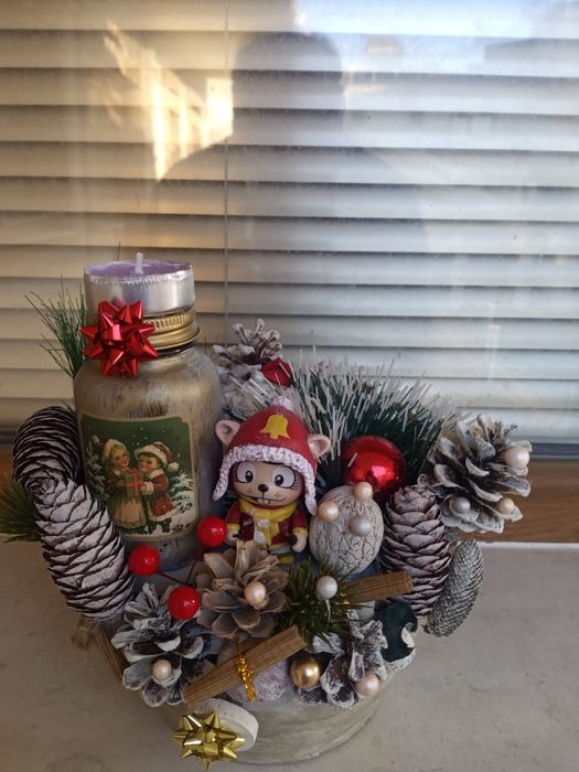 Коледен свещник ръчна изработка 10 лв.