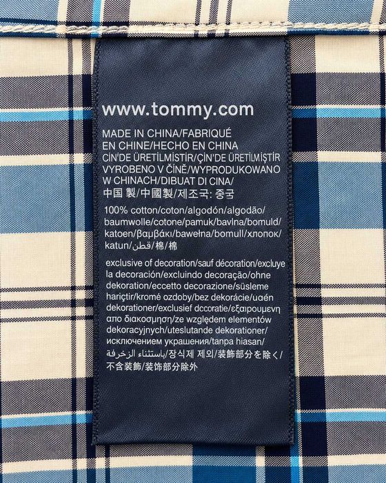 Cămașă Tommy Hilfiger bărbați Slim Fit, carouri albastre și albe, bumbac, mânecă lungă, mărimea S