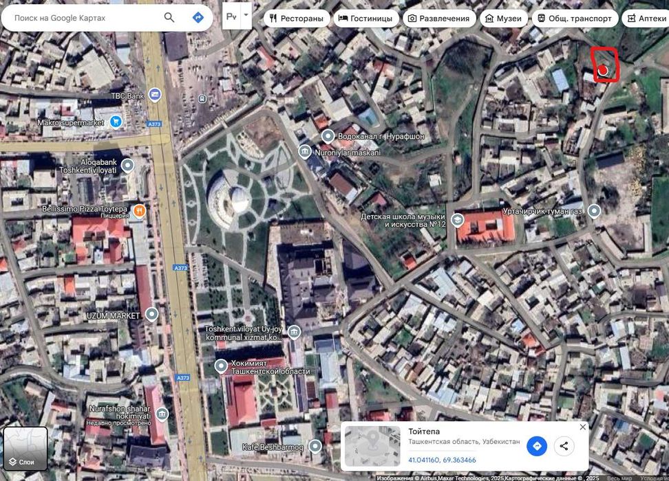 Нурафшон шахар (Туй тепа) центрида хусусий Ер сотилади