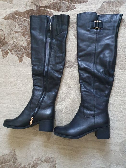 Кожаные сапоги высокие