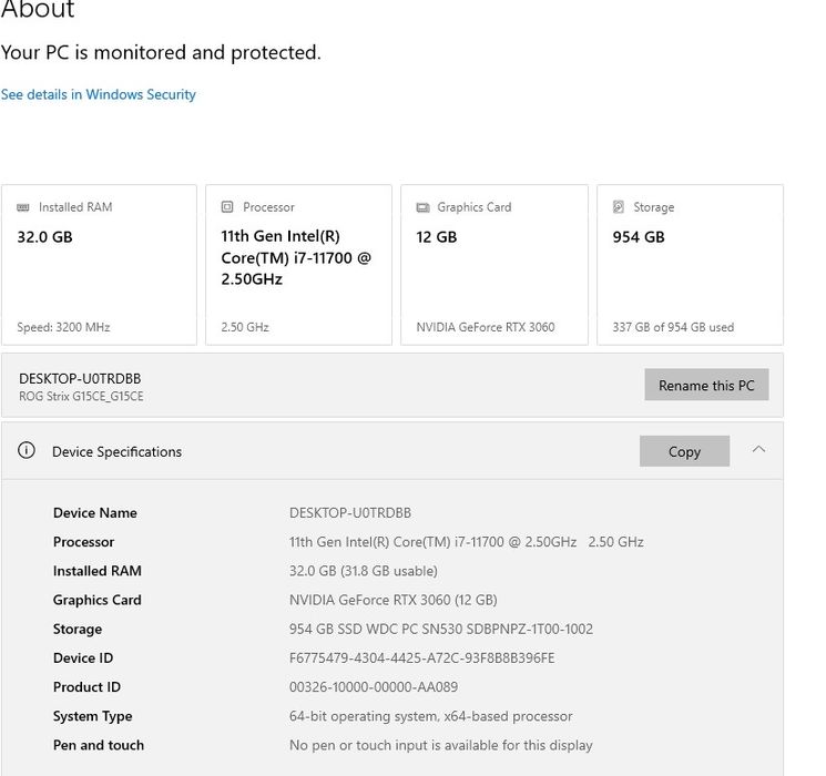 ASUS ROG GT15 | i7-11700 | RTX 3060 | 32GB RAM | 1TB SSD | Win 11