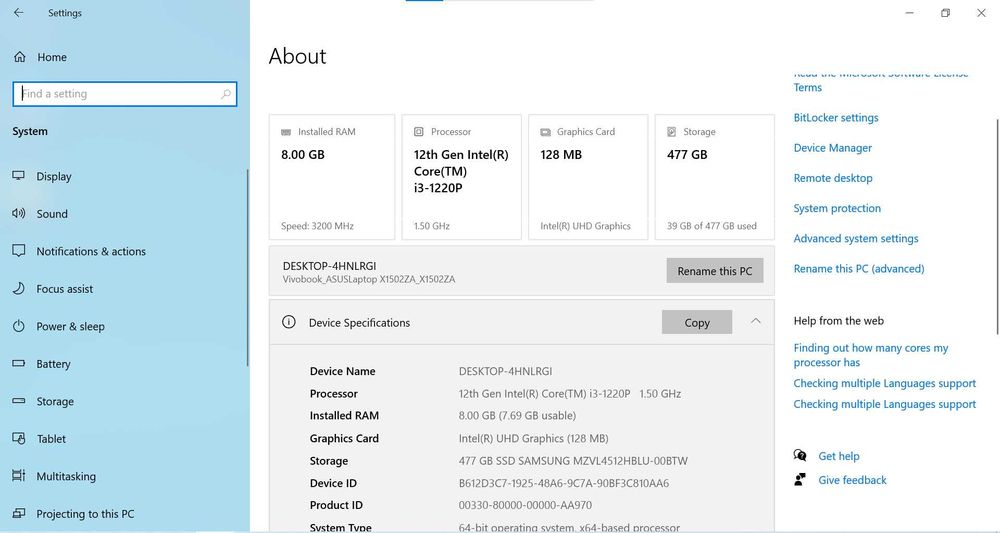 Asus Vivobook Core i3-1220P