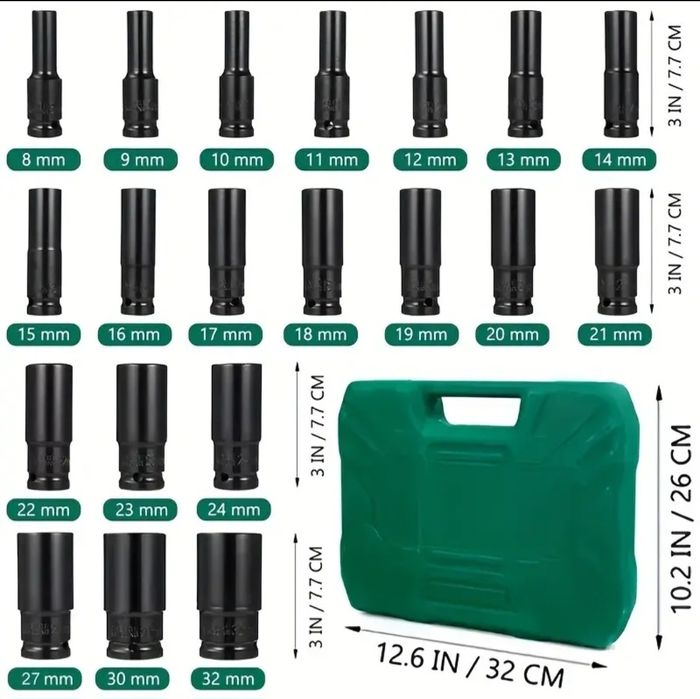 Комплект ударни вложки 8мм-32мм,