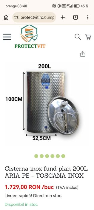 Cisterne inox  de 100 .200 și 300 litri