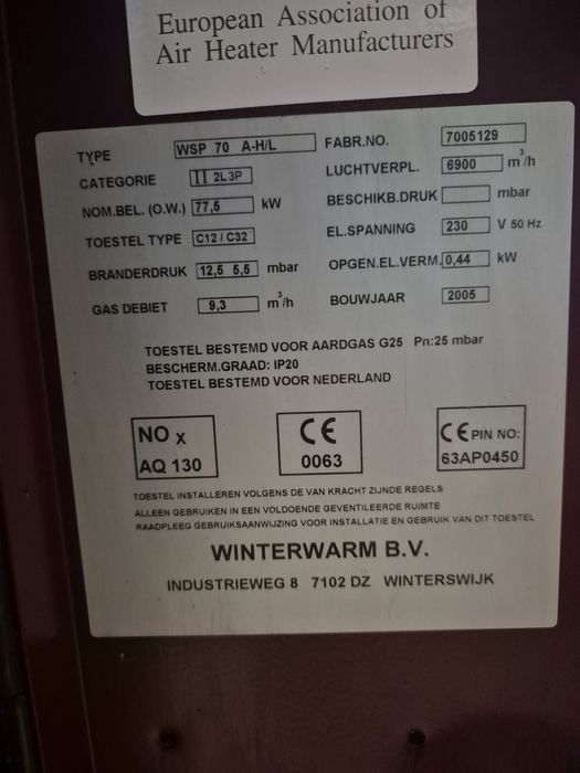 Aeroterma industriala pe gaz